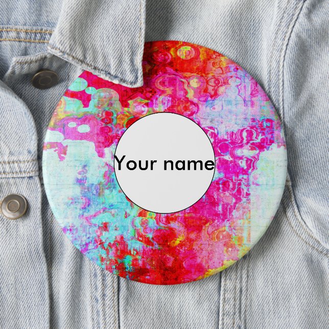 Pink red texture 6 cm round badge (In Situ)