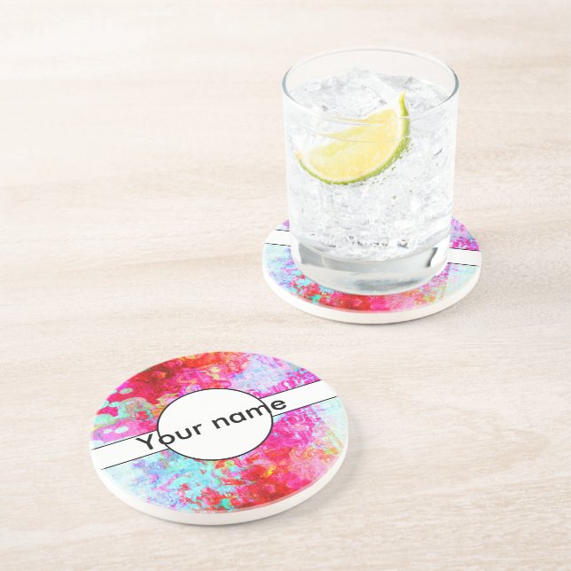 Pink red texture coaster (Side)