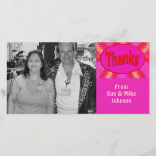 pink red thanks thank you card