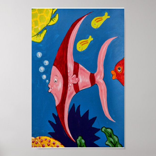 Pink & Red Tropical Fish Poster (Front)