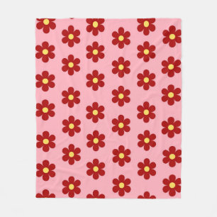 Pink Red Tropical Floral Botanical Spring Summer Fleece Blanket