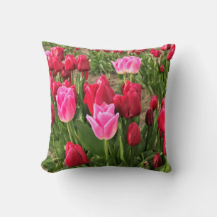 Pink & Red Tulips Cushion