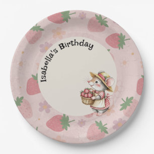 Pink Red Two Sweet Strawberry 2nd Birthday Party Paper Plate