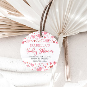 Pink Red Valentine A Little Sweetheart Baby Shower Favour Tags