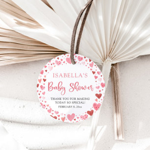 Pink Red Valentine A Little Sweetheart Baby Shower Favour Tags