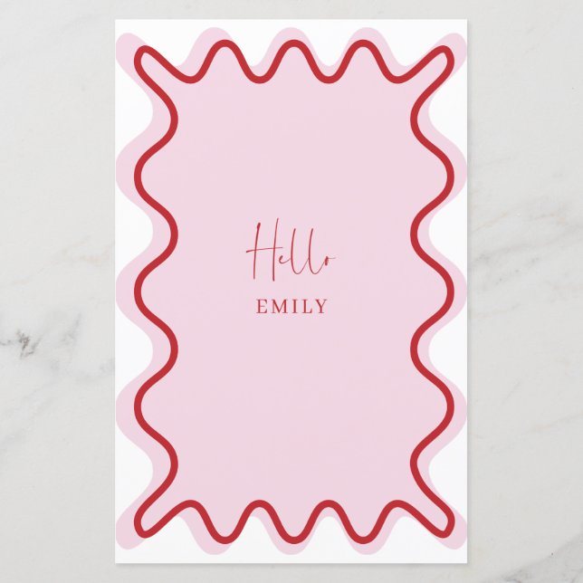 Pink Red Vibrant Border menu card with name (Back)
