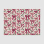Pink Red Vintage Christmas Bows Tissue Paper<br><div class="desc">Pink and red vintage floppy satin bows and dangling ribbons take us back to the age of Victorian Christmases. Much worn and tattered beauty rests in these lovely and elegant remnants from the past. Enjoy this pattern, which includes accents of bits of holly and berries. Use the tissue paper for...</div>