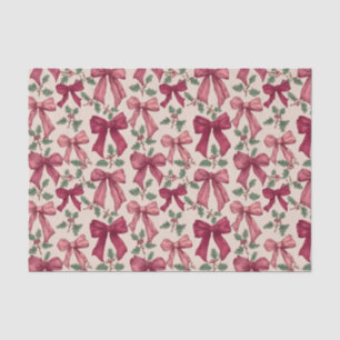 Pink Red Vintage Christmas Bows Tissue Paper