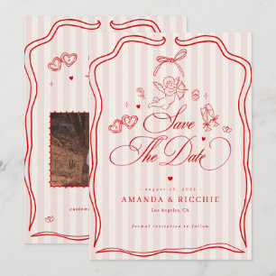 Pink & Red Vintage Cupid Save The Date