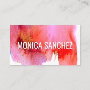 Pink red watercolor abstract business card design