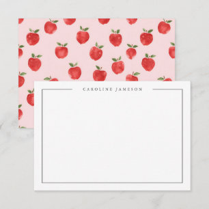 Pink & Red Watercolor Apple Teacher Note Card
