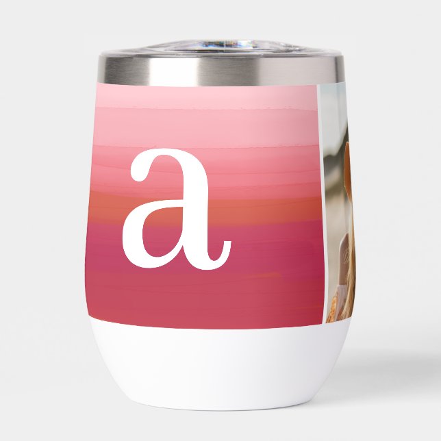 Pink Red Watercolor - Mod Monogram - Photo Collage (Front)