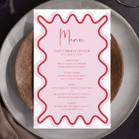 Pink Red Wavy Border menu card