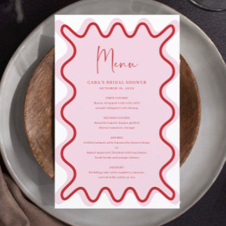 Pink Red Wavy Border menu card