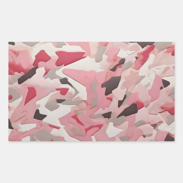 pink red white grey camouflage rectangular sticker (Front)