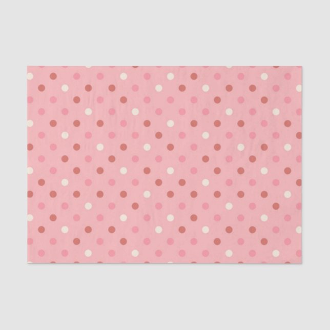 Pink Red White Polka Dot Pattern Tissue Paper (Front)