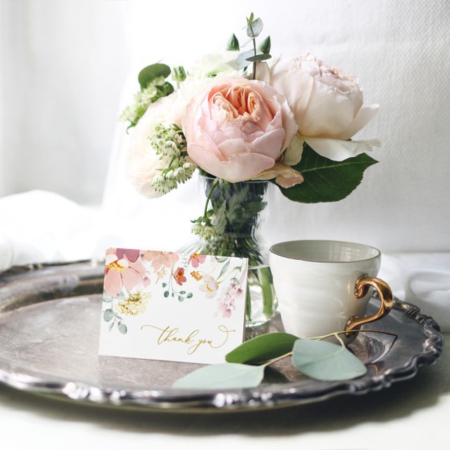 Pink & Red Wildflowers Thank You Card (Creator Uploaded)