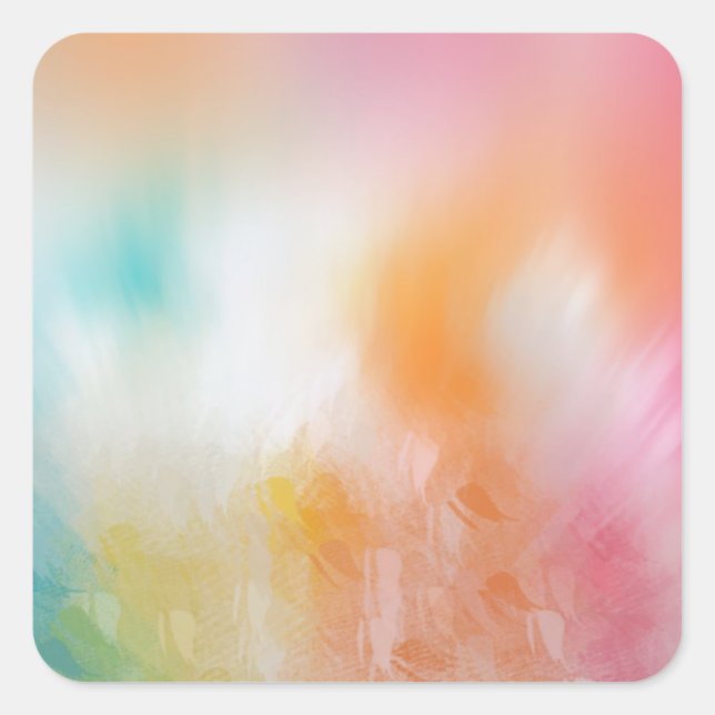 Pink Red Yellow Blue Colourful Abstract Art Blank Square Sticker (Front)