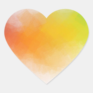 Pink Red Yellow Blue Green Modern Abstract Art Heart Sticker