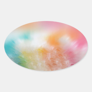 Pink Red Yellow Blue Template Trendy Abstract Art Oval Sticker