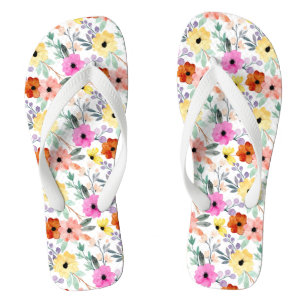 Pink, Red, Yellow Floral Flowers Women's  Flip Flops