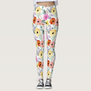 Pink, Red, Yellow Floral Flowers Women's   Leggings