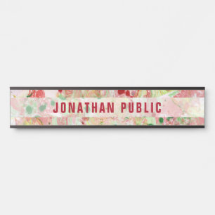 Pink Red Yellow Green Purple Modern Abstract Art Door Sign