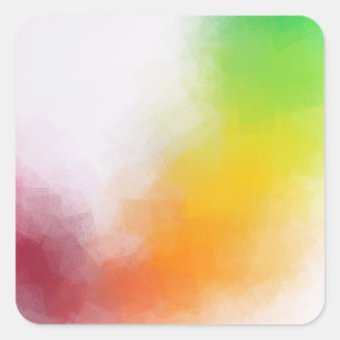 Pink Red Yellow Orange Blue Green Abstract Art Square Sticker