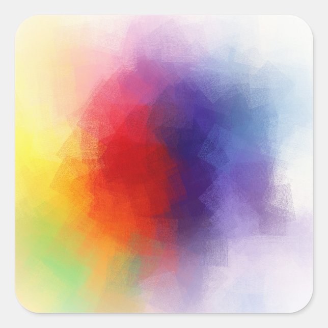 Pink Red Yellow Orange Blue Green Modern Colourful Square Sticker (Front)