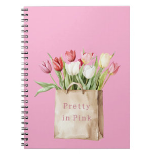 Pink Red Yellow White Tulip Flowers in Bag Notebook