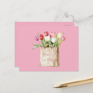 Pink Red Yellow White Tulip Flowers in Bag Postcard