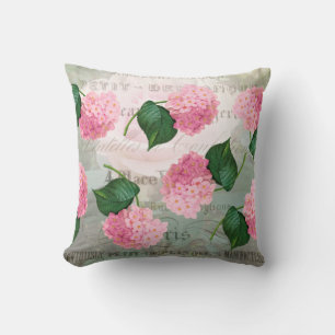 Pink Redoute Hydrangea Pillow