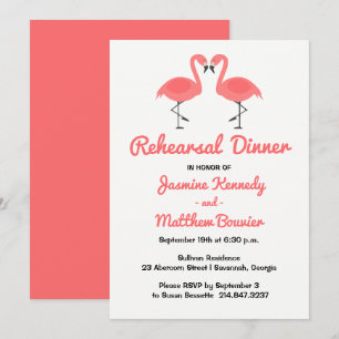 Pink Rehearsal Dinner Flamingo Wedding  Luau Beach Invitation