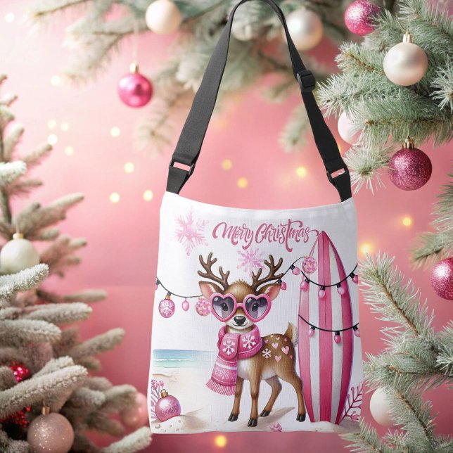 Pink Reindeer with Sunglasses Christmas Tote Bag (Creator Uploaded)