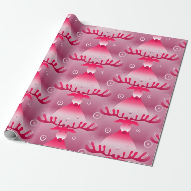 pink reindeer wrapping paper (Unrolled)