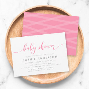 Pink Relax Script Baby Shower Invitation