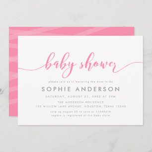 Pink Relax Script Baby Shower Invitation