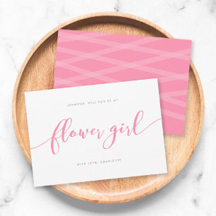 Pink Relax Script Will You Be My Flower Girl Invitation