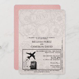 Pink Reno Passport Wedding Invitation