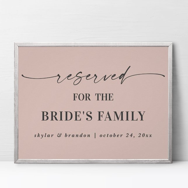 Pink Reserved For Bride's Family Wedding Sign (Creator Uploaded)