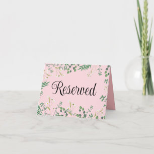 Pink reserved note card tent sign