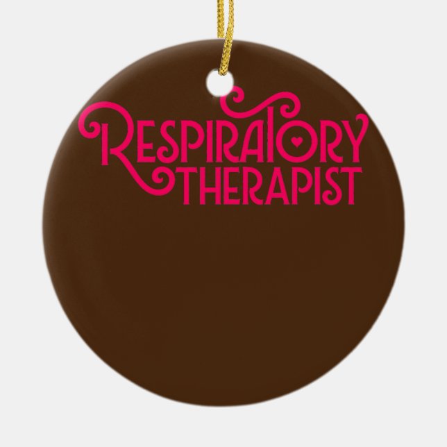 Pink Respiratory Therapist Therapy Script RRT RT  Ceramic Tree Decoration (Front)