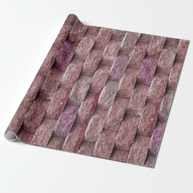 Pink Retaining Stone Wall Wrapping Paper (Unrolled)