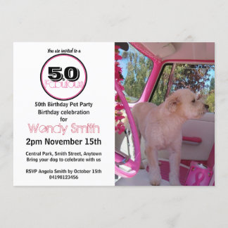 Pink Retro 50 & Fabulous Pet Party Birthday Invitation