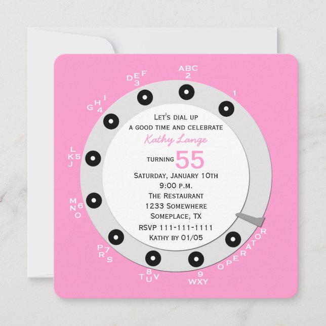 Pink Retro 55th Birthday Party Invitation (Front)