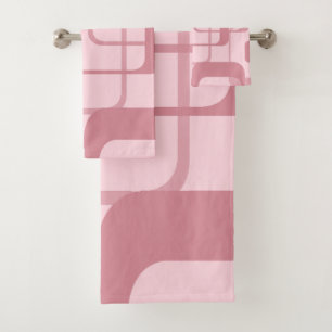 Pink Retro 60's 70's Abstract Pattern Bath Towel Set
