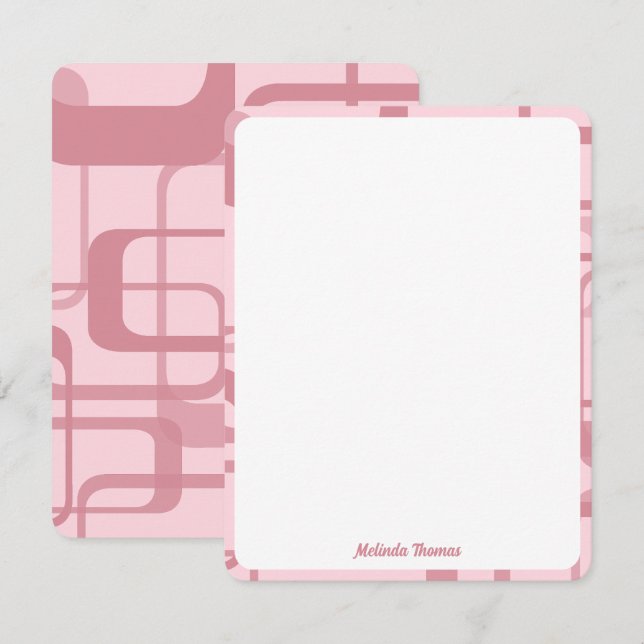 Pink Retro 60's 70's Abstract Pattern Custom Name Card (Front/Back)