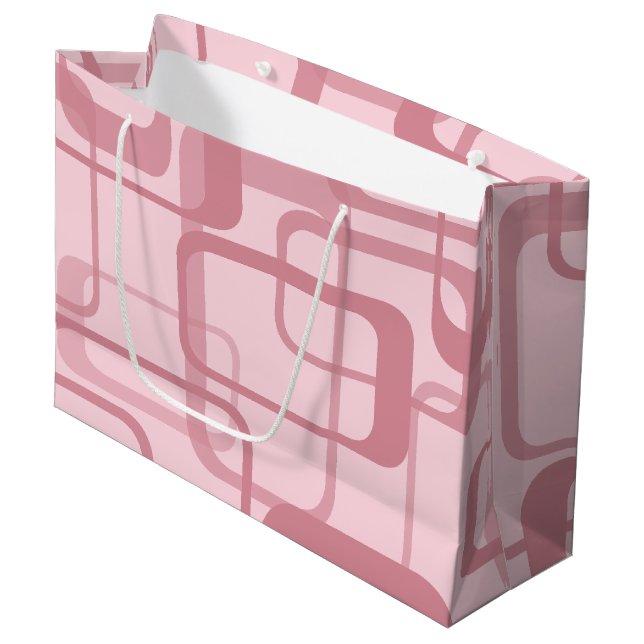 Pink Retro 60's 70's Abstract Pattern Large Gift Bag (Front Angled)