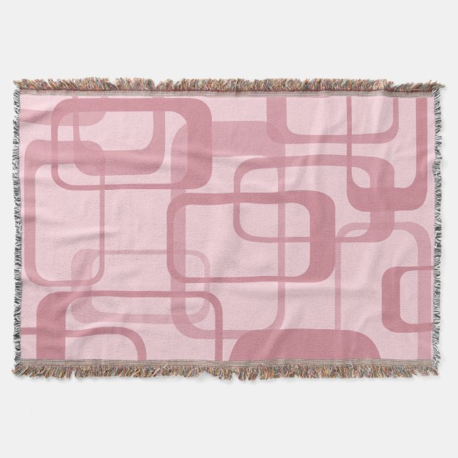 Pink Retro 60's 70's Abstract Pattern Throw Blanket (Front)