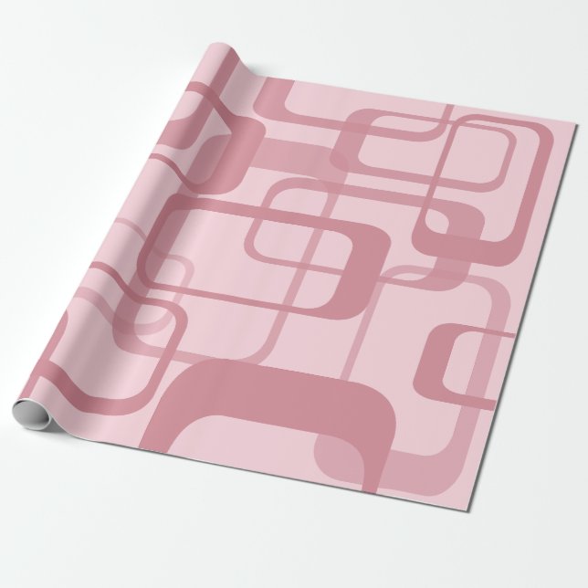 Pink Retro 60's 70's Abstract Pattern Wrapping Paper (Unrolled)